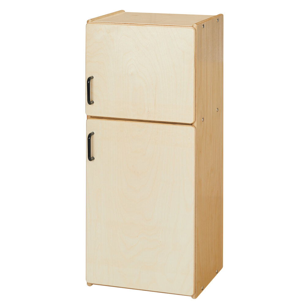 Young Time 7084YT 14" x 14" x 32 1/2" Natural Play Kitchen Refrigerator