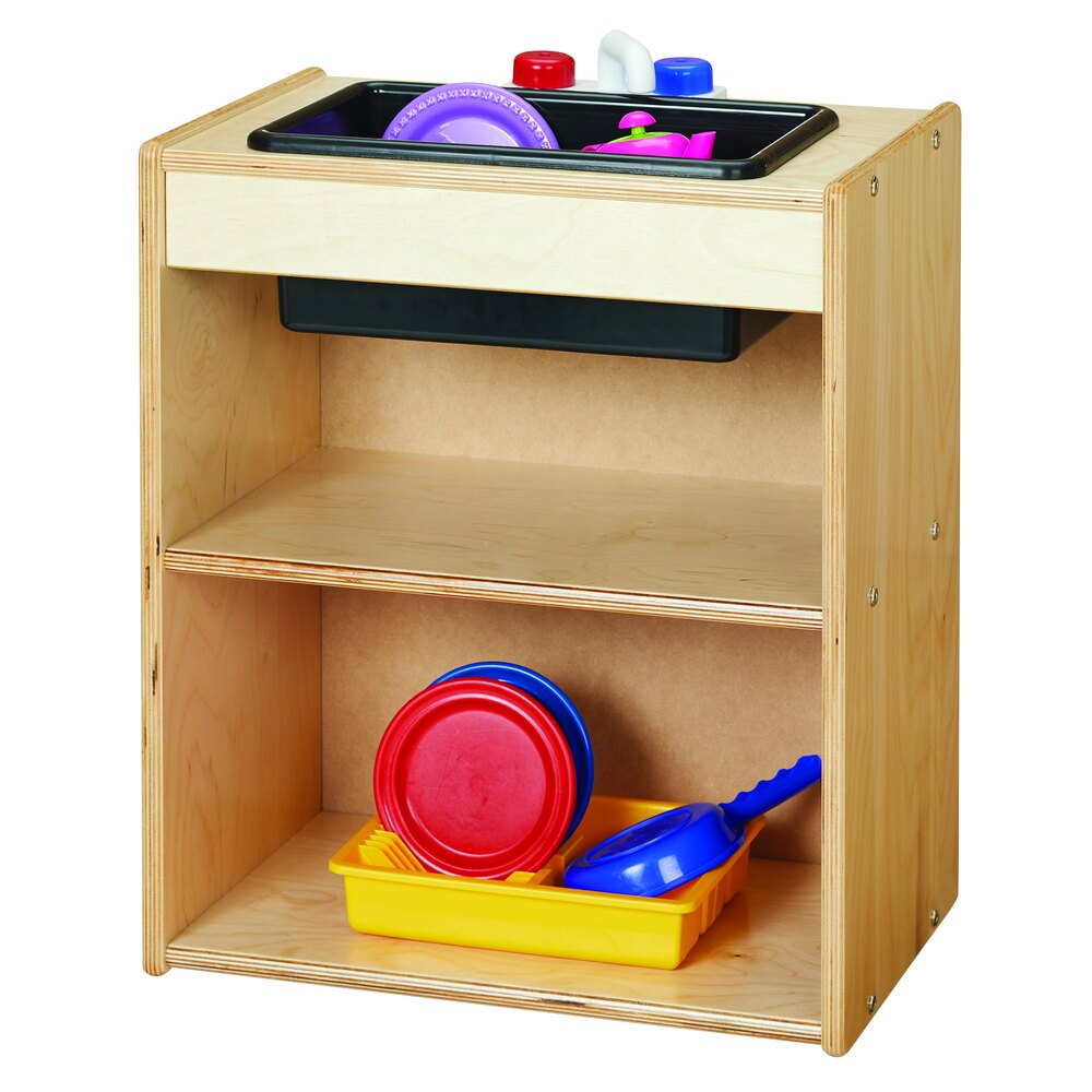Young Time 7082YT 18" x 12" x 23" Natural Play Kitchen Sink