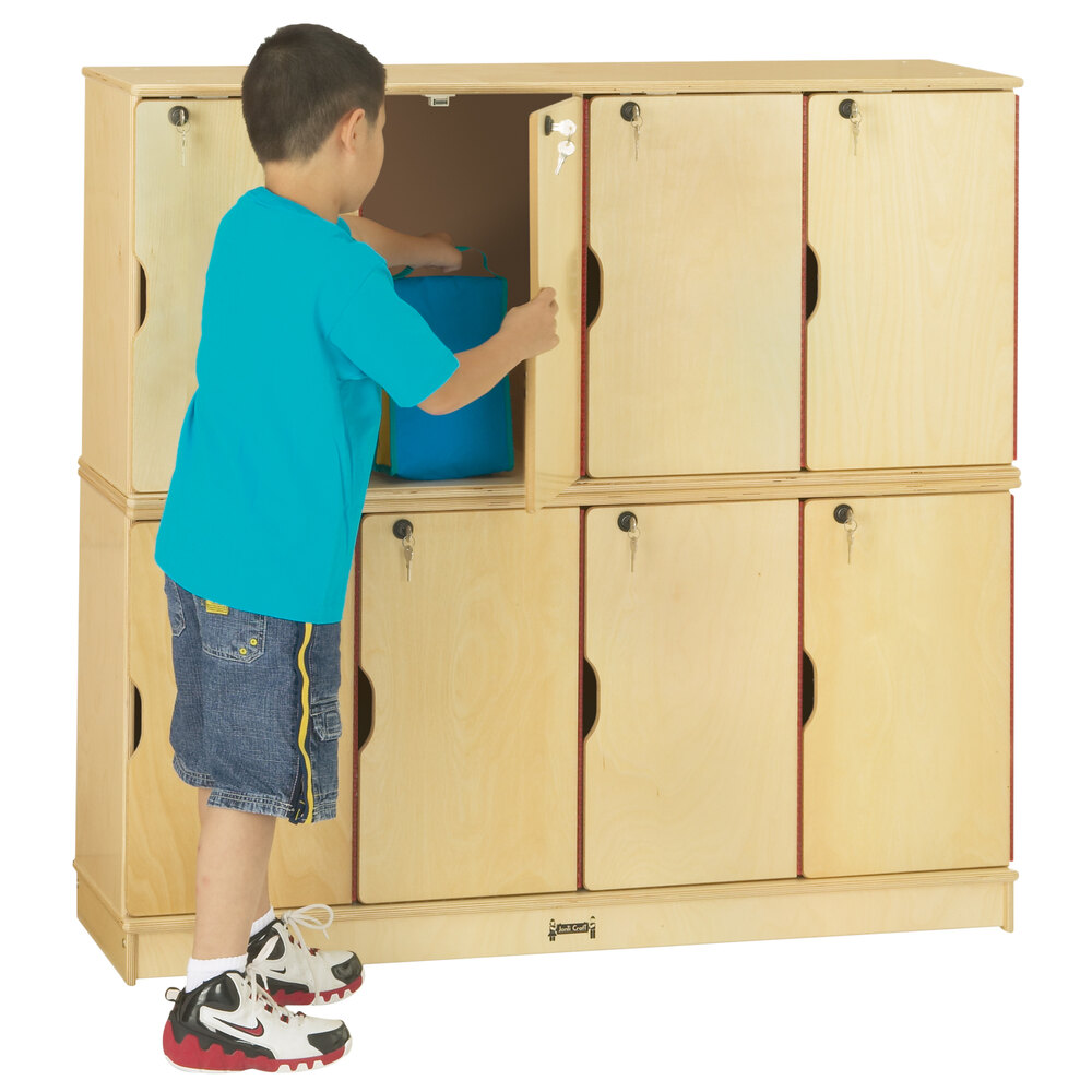 Jonti-Craft Baltic Birch 4696JC 48 1/2" x 15" x 45 1/2" Double Stack Stackable Locking Lockers
