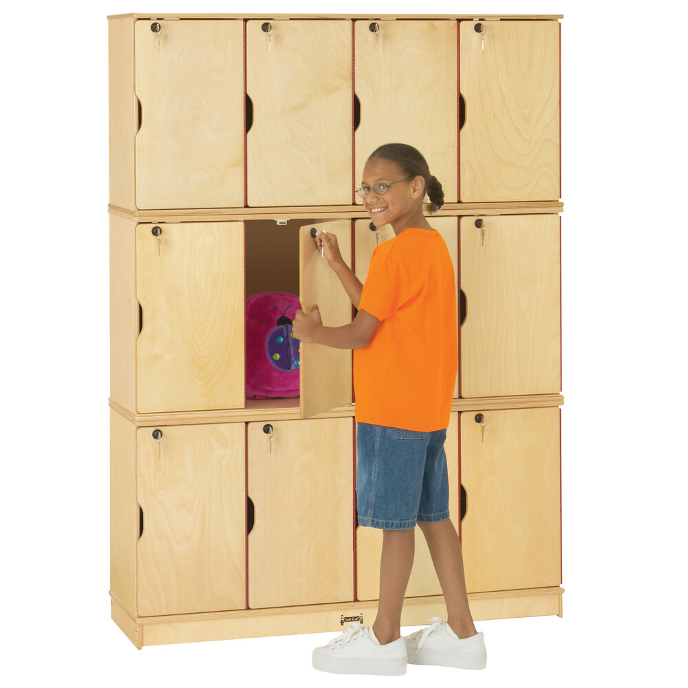 Jonti-Craft Baltic Birch 4697JC 48 1/2" x 15" x 67" Triple Stack Stackable Locking Lockers