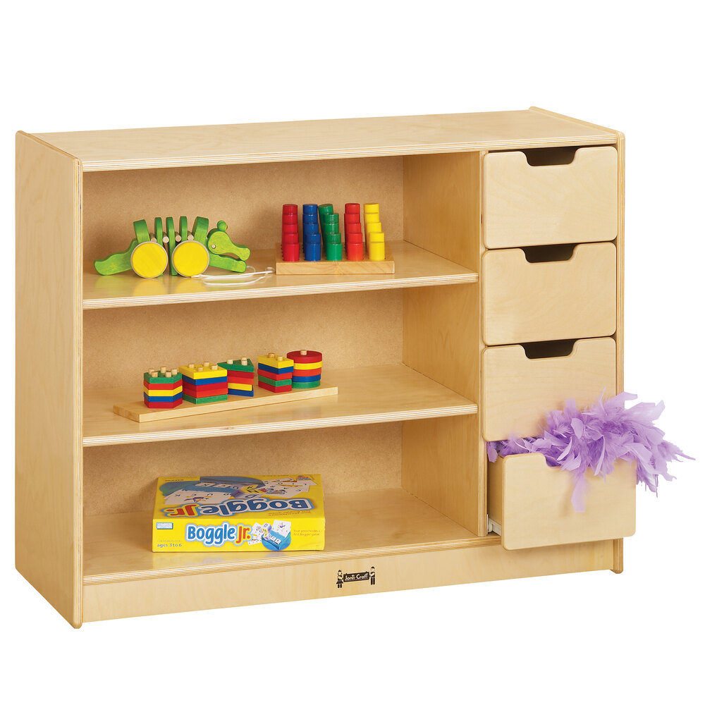 Jonti-Craft Baltic Birch 0405JC 36" x 15" x 29" 3-Section 4-Drawer Wood Storage Module