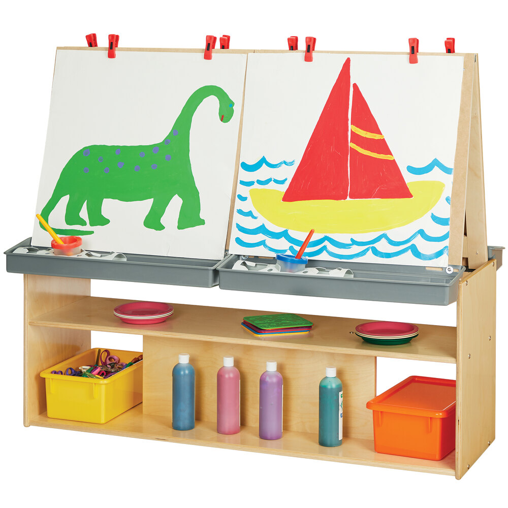 Young Time 7093YT 48 1/2" x 23 1/2" x 42" Natural 4-Station Art Center