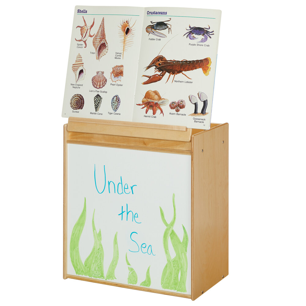 Young Time 7094YT 24 1/2" x 15" x 27 1/2" Natural Big Book Easel with Write-n-Wipe Board