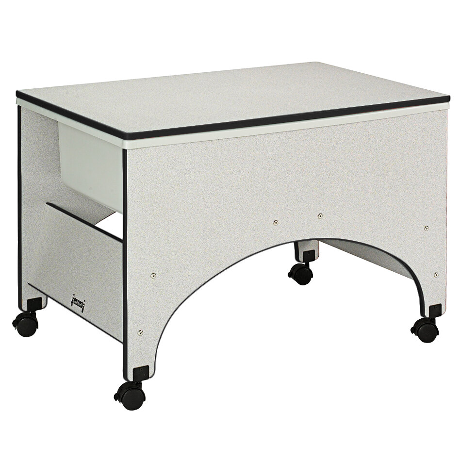 Rainbow Accents 2857JC180 36 1/2" x 23" x 24 1/2" Mobile Black TRUEdge Freckled-Gray Laminate Space Saver Sensory Table