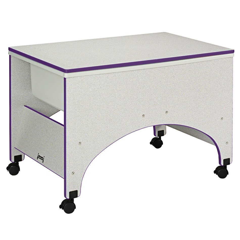 Rainbow Accents 2857JC004 36 1/2" x 23" x 24 1/2" Mobile Purple TRUEdge Freckled-Gray Laminate Space Saver Sensory Table