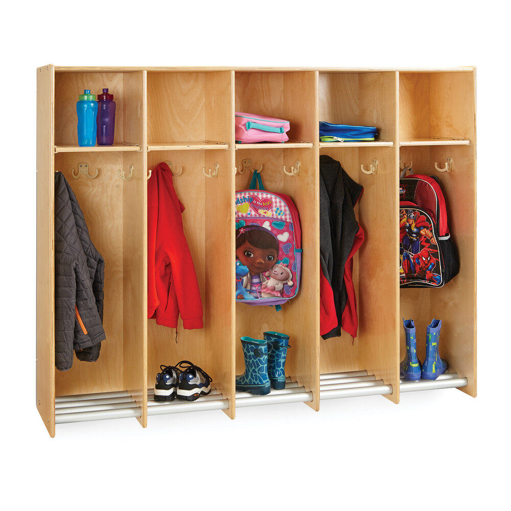 Jonti-Craft Baltic Birch 9137JC 60 1/2" x 15" x 48" 5-Section Hanging Locker