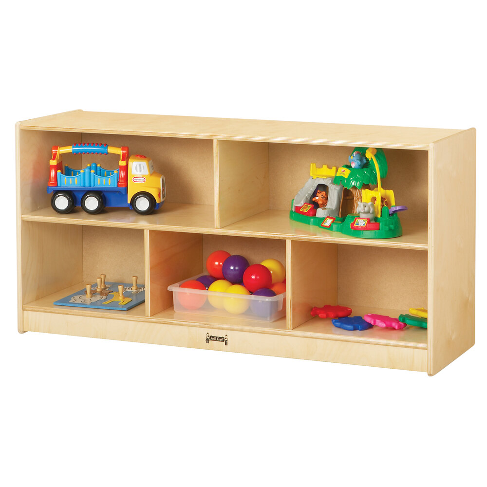 Jonti-Craft Baltic Birch 0324JC 48" x 15" x 24 1/2" Toddler-Height Mobile 5-Section Wood Storage Cabinet