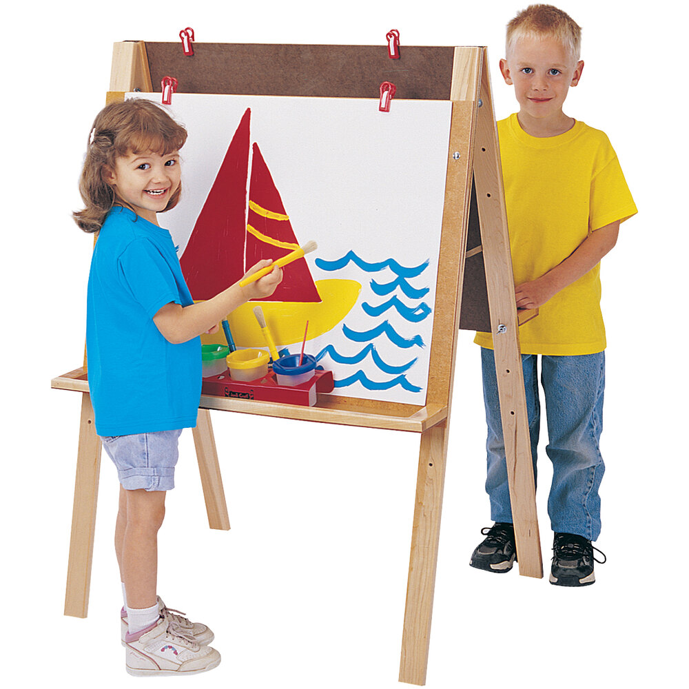 Jonti-Craft Baltic Birch 0218JC 32" x 24" x 46" Double Adjustment Easel