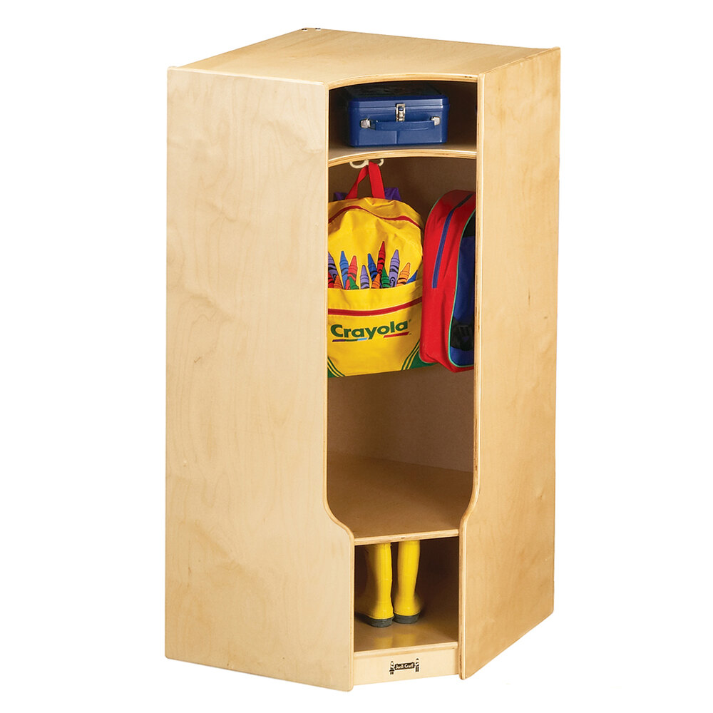 Jonti-Craft Baltic Birch 6686JC 24" x 24" x 50 1/2" Corner Coat Locker with Step