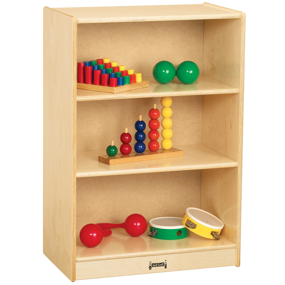 Jonti-Craft Baltic-Birch 0450JC 24" x 15" x 35 1/2" Space-Saver Mobile Wood 3-Shelf Storage Cabinet