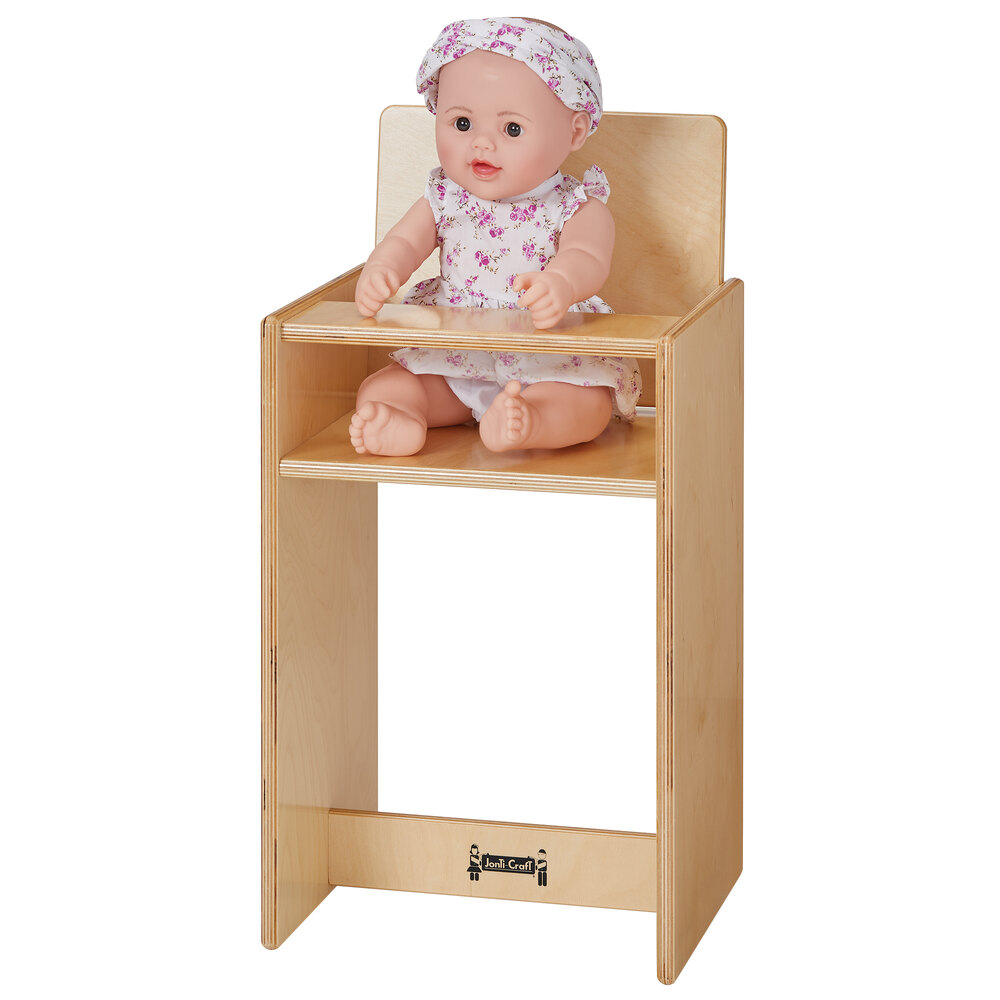 Jonti-Craft Baltic Birch 0495JC 13" x 12" x 25" Children's Wood Doll High Chair