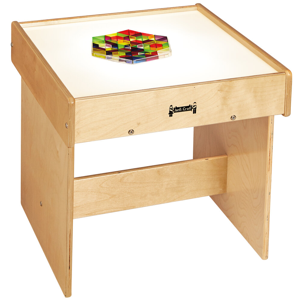 Jonti-Craft Baltic Birch 5845JC 20 1/2" x 21" x 21" Wood Frame LED Lightbox Table with Acrylic Top - 110V