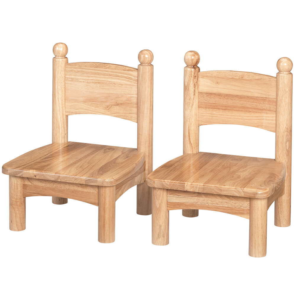 Jonti-Craft Baltic Birch 8947JC2 12 1/2" x 11" x 16 1/2" Wooden Toddler Chair with 7" Seat and Ball Handles - 2/Set