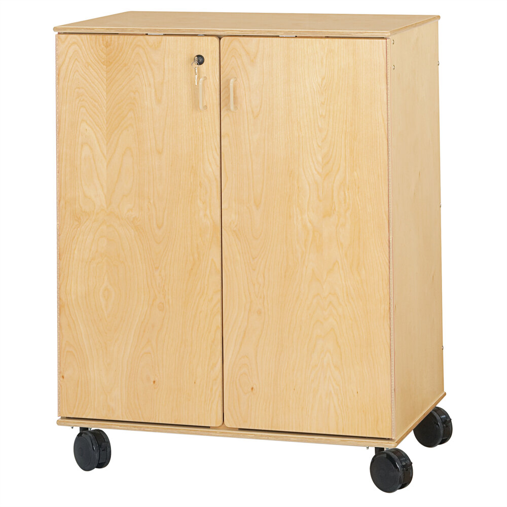 Jonti-Craft Baltic Birch 9510JC 36" x 24" x 46" 5-Compartent Mobile Wood Classroom Supply Cabinet with E-Z Clean Laminate Top