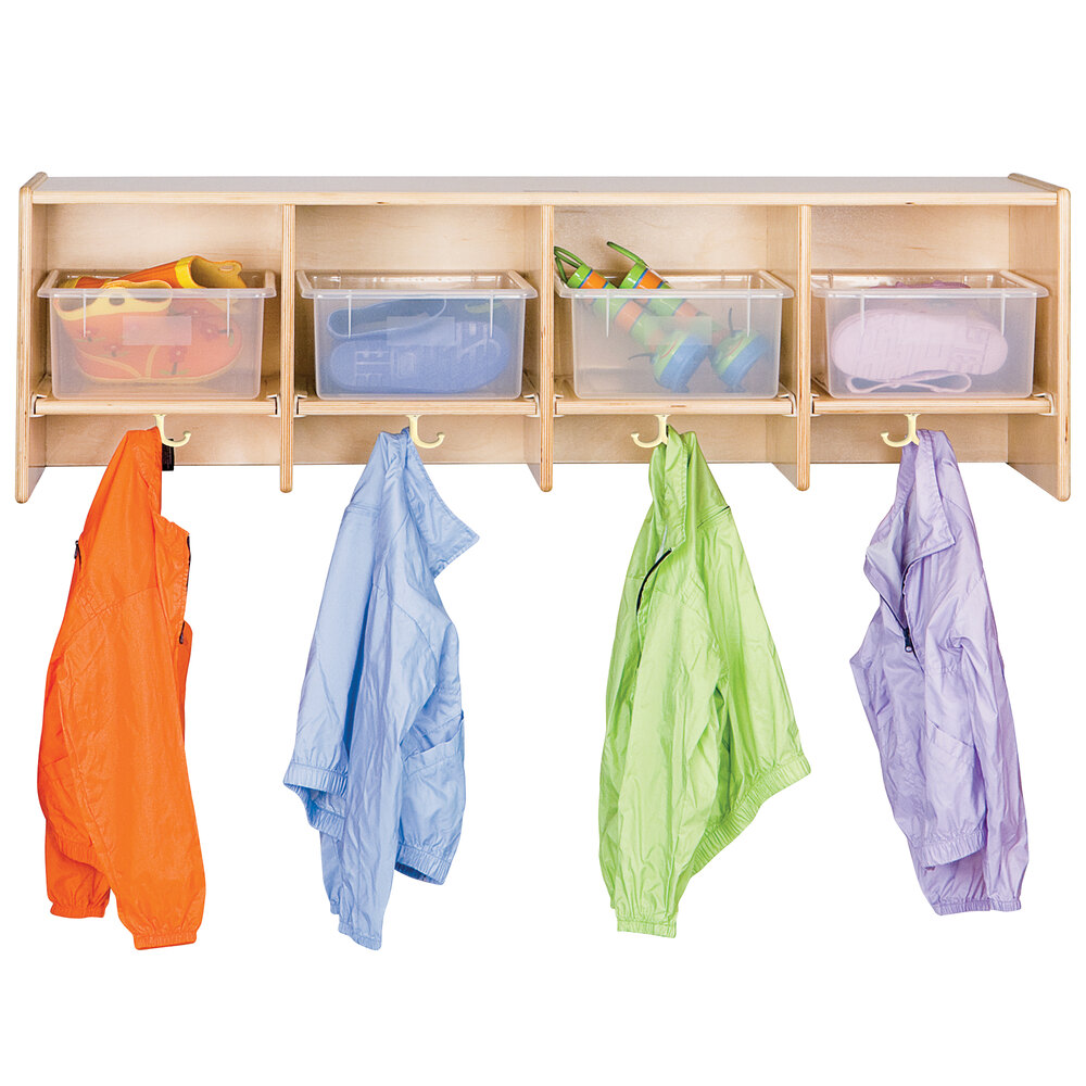 Jonti-Craft Baltic Birch 0786JC 4-Section Wall Mount Coat Locker