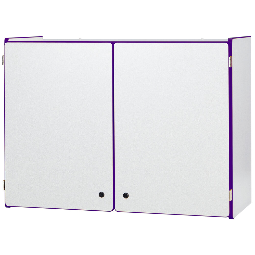 Rainbow Accents 0945JC004 35" x 15 1/2" x 26" Locking Wall-Mount 3-Section Purple TRUEdge Freckled-Gray Laminate Storage Cabinet