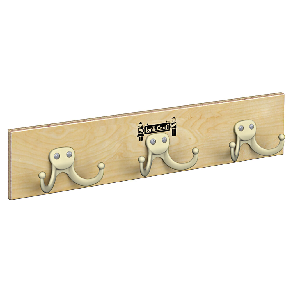 Jonti-Craft Baltic Birch 0755JC 3-Hook Wall Mount Coat Rail