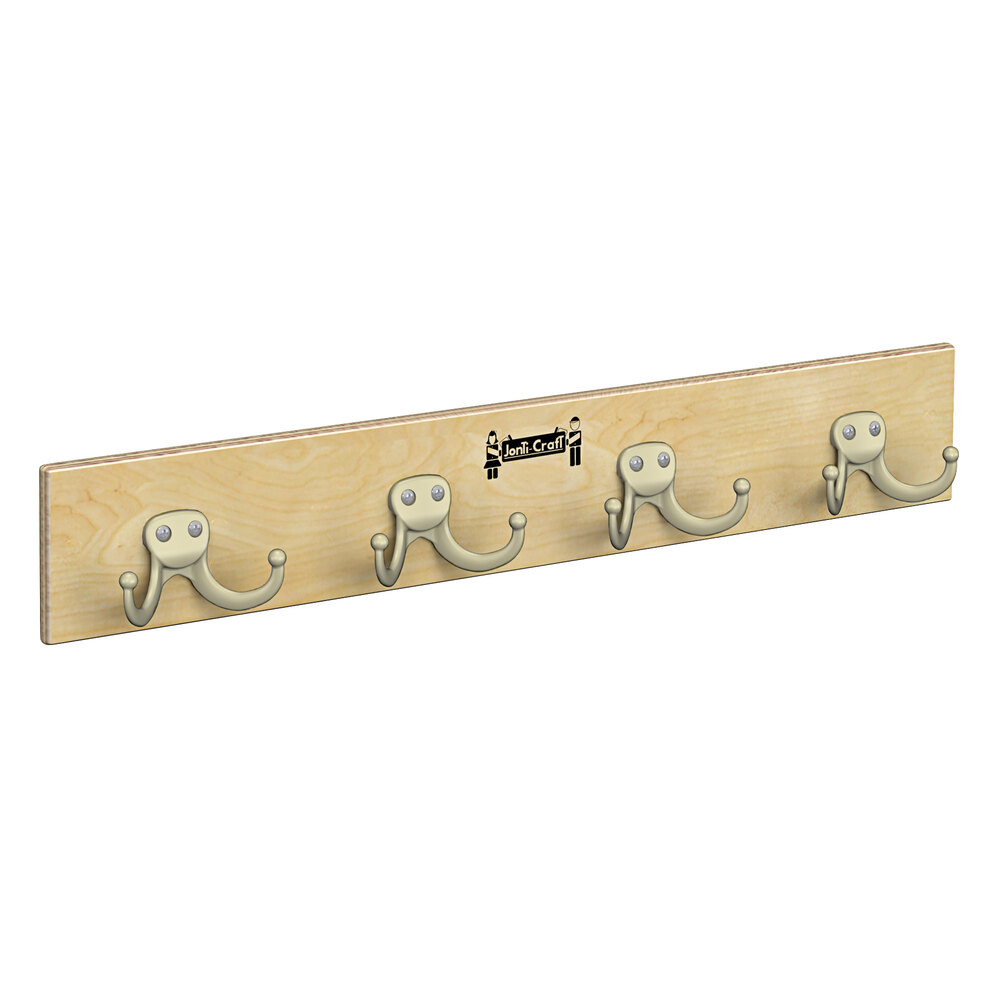Jonti-Craft Baltic Birch 0764JC 4-Hook Wall Mount Coat Rail