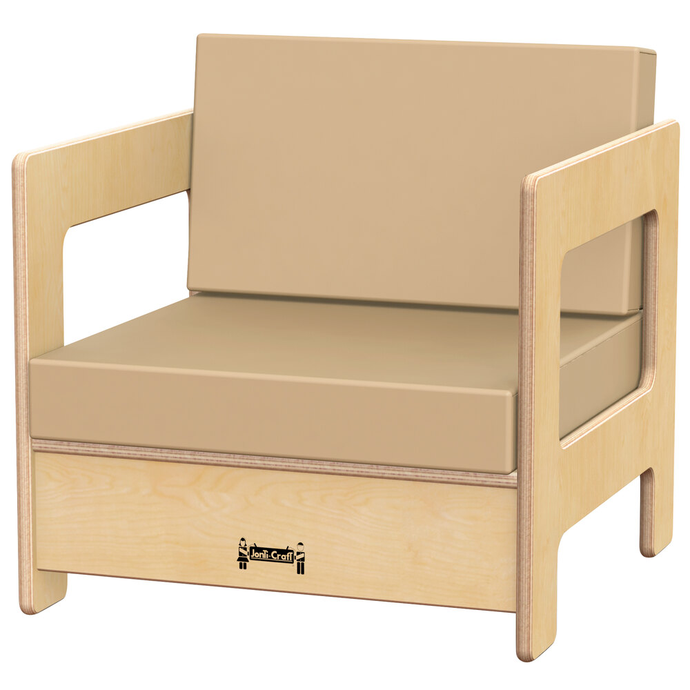 Jonti-Craft Baltic Birch 3783JC 19 1/2" x 20" x 20" Wheat Cushion Children's Wood Living Room Chair