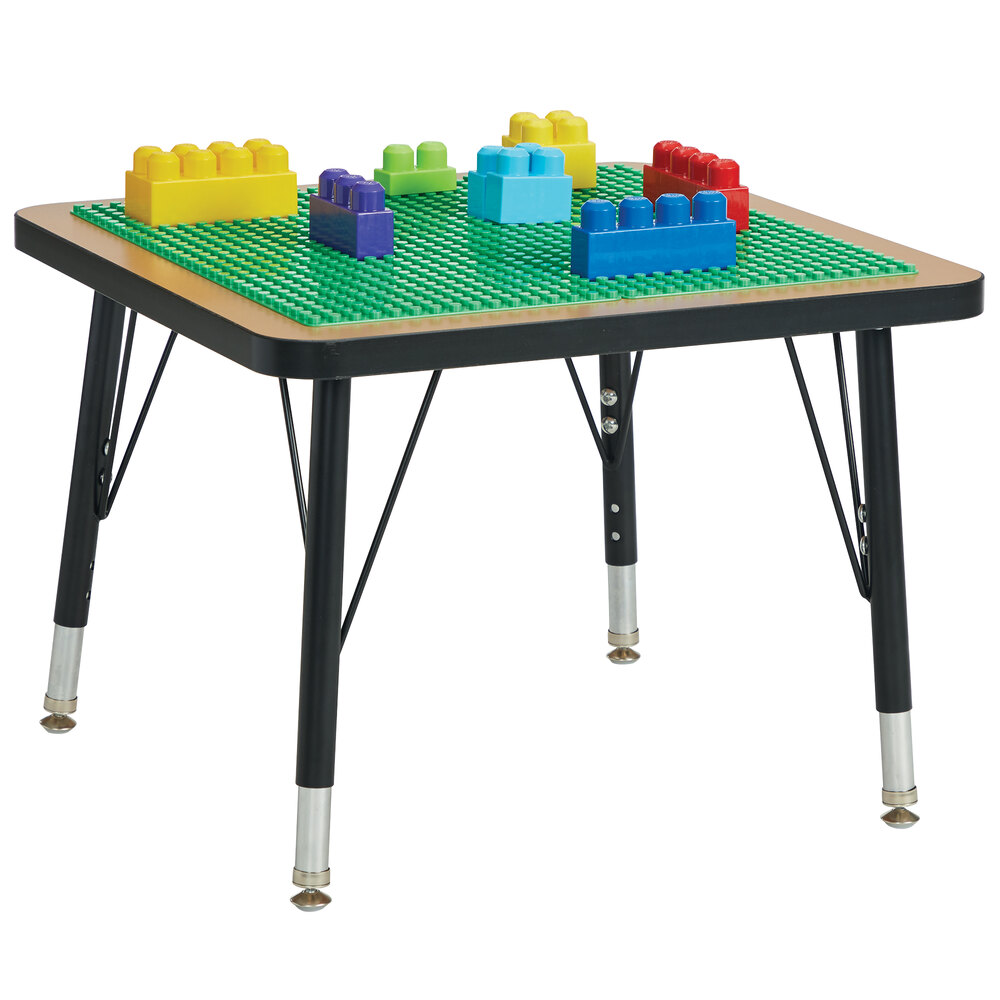 Jonti-Craft Baltic Birch 5719JCE 24" x 24" x 15" Adjustable Height Preschool Brick Building Table