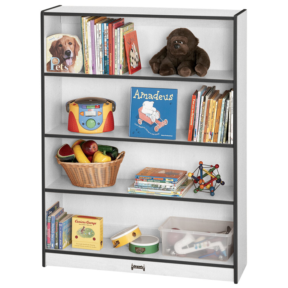 Rainbow Accents 0971JC180 36 1/2" x 11 1/2" x 48" Black TRUEdge Freckled-Gray Standard Bookcase - Fully Assembled