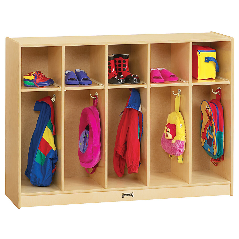 Jonti-Craft Baltic Birch 2684JC 48" x 15" x 35" Toddler-Height 5-Section Coat Locker
