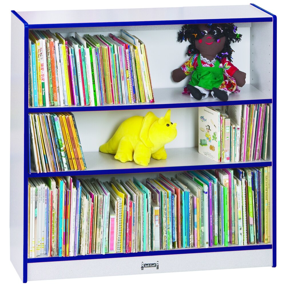 Rainbow Accents 0970JC003 36 1/2" x 11 1/2" x 35 1/2" Blue TRUEdge Freckled-Gray Short Bookcase - Fully Assembled