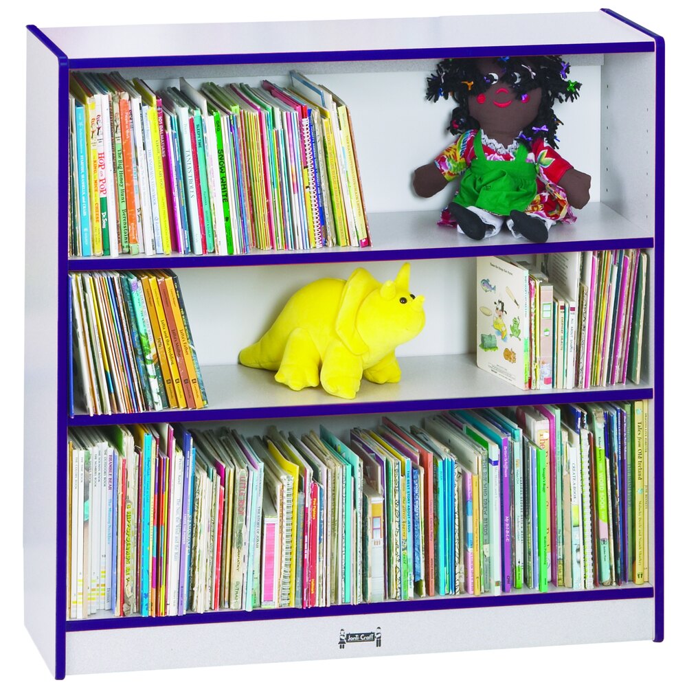 Rainbow Accents 0970JC004 36 1/2" x 11 1/2" x 35 1/2" Purple TRUEdge Freckled-Gray Short Bookcase - Fully Assembled