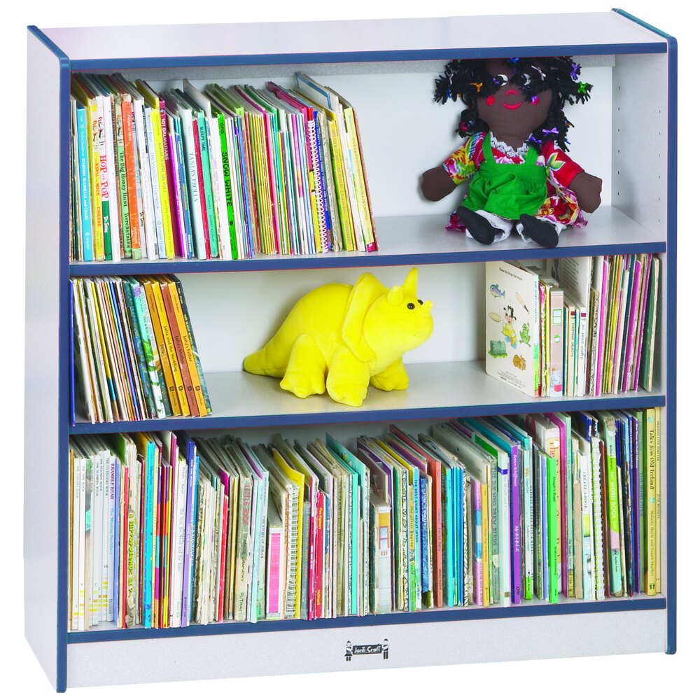 Rainbow Accents 0970JC112 36 1/2" x 11 1/2" x 35 1/2" Navy TRUEdge Freckled-Gray Short Bookcase - Fully Assembled