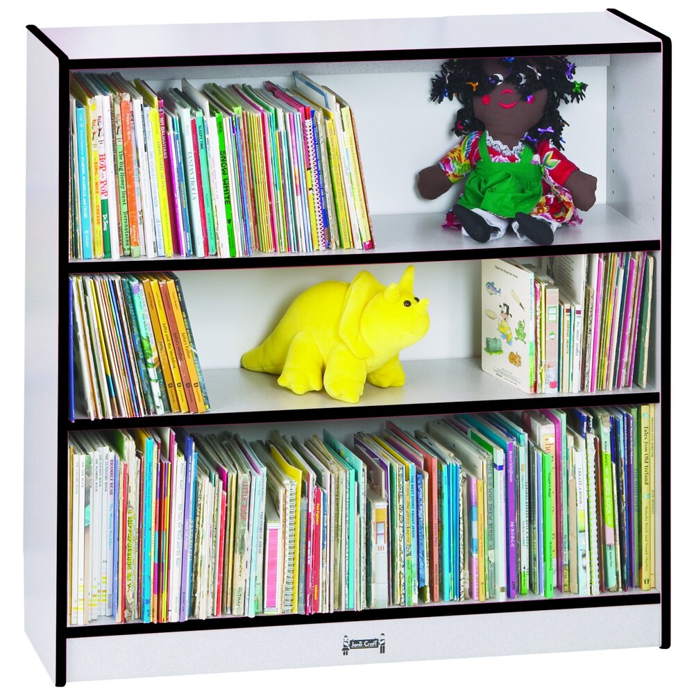 Rainbow Accents 0970JC180 36 1/2" x 11 1/2" x 35 1/2" Black TRUEdge Freckled-Gray Short Bookcase - Fully Assembled