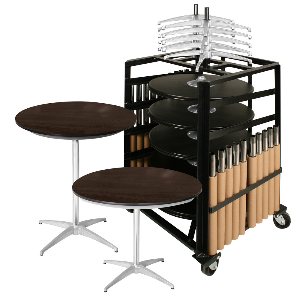 Resilient-IC 30" Round Bistro Table with Brushed Silver X-Base Package - Espresso