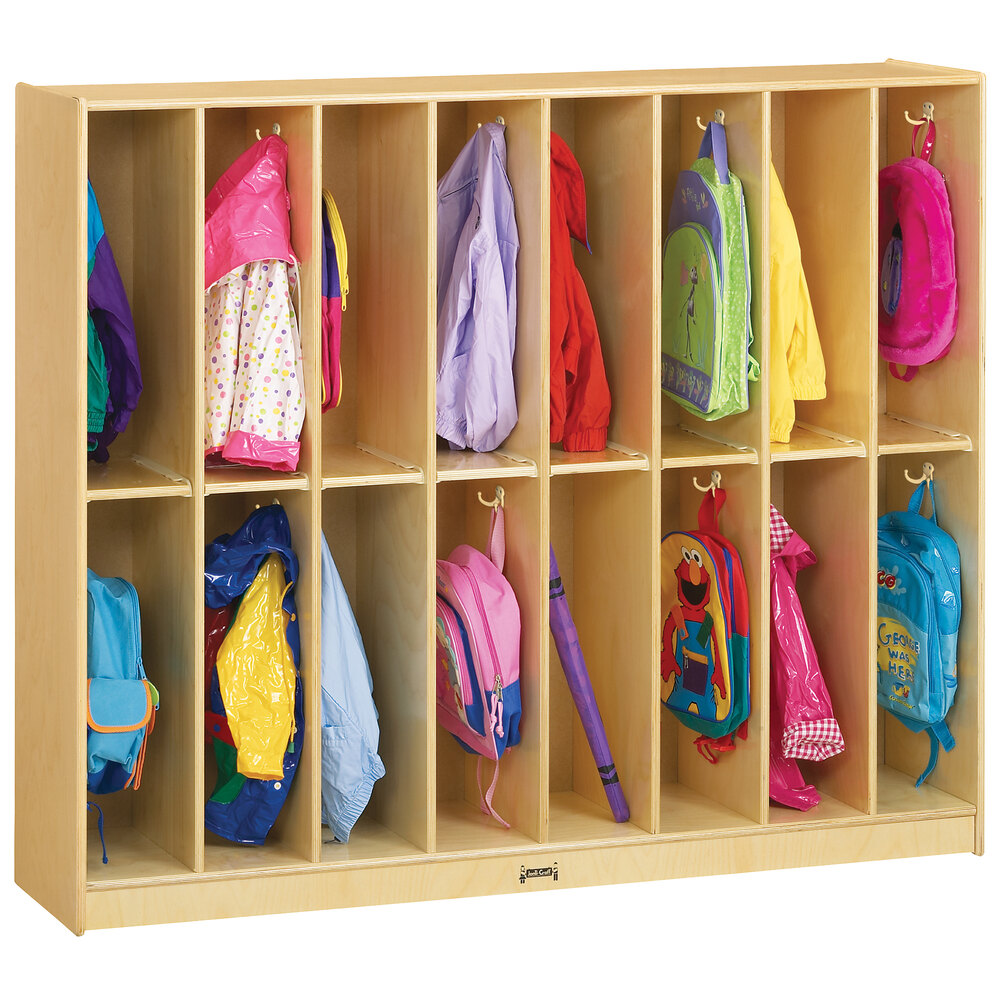 Jonti-Craft Baltic Birch 2686JC 60" x 15" x 50 1/2" 16-Section Twin Trim Locker