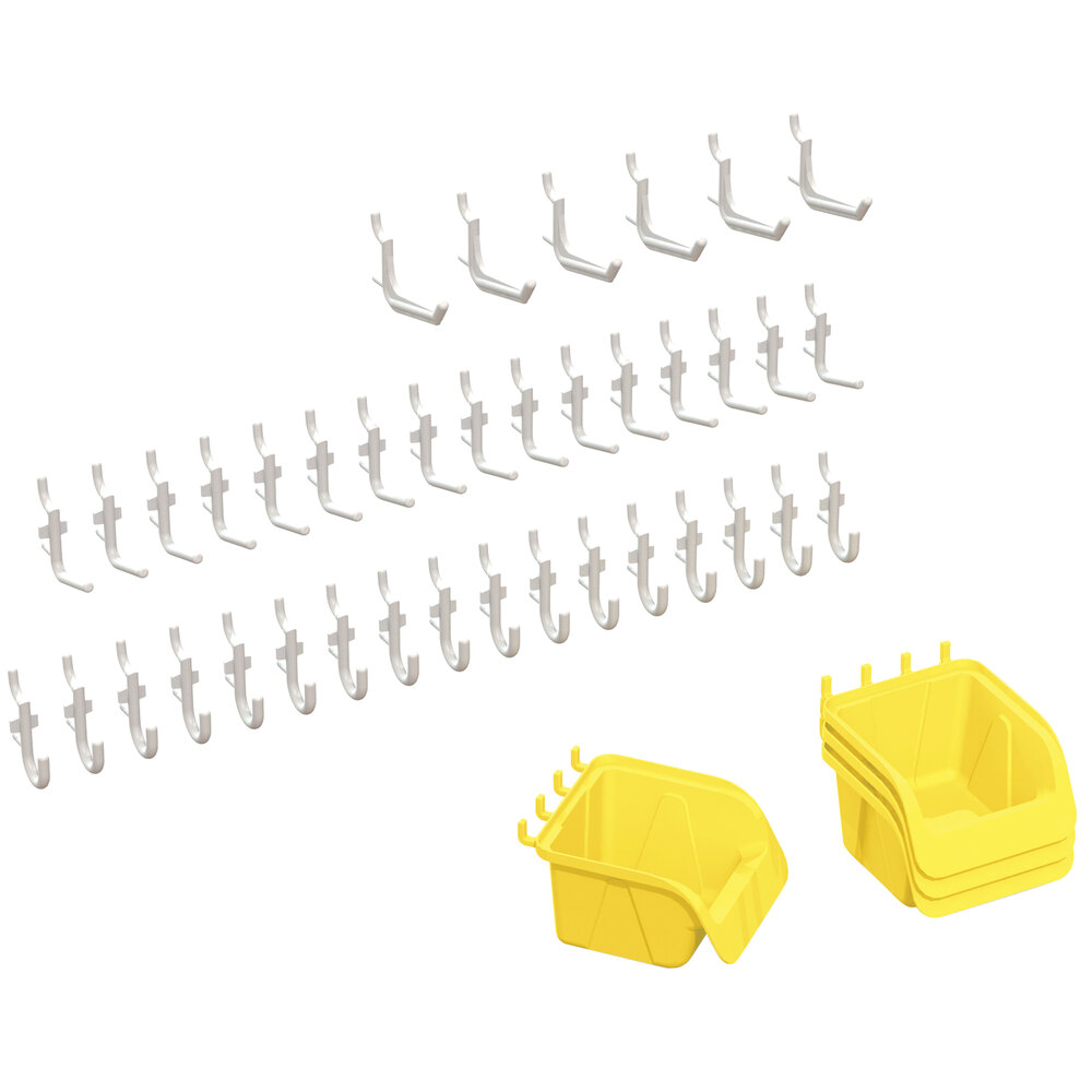 Jonti-Craft Baltic Birch 8115JC Hooks and Yellow Bins for STEM / Pegboard Units - 43/Set