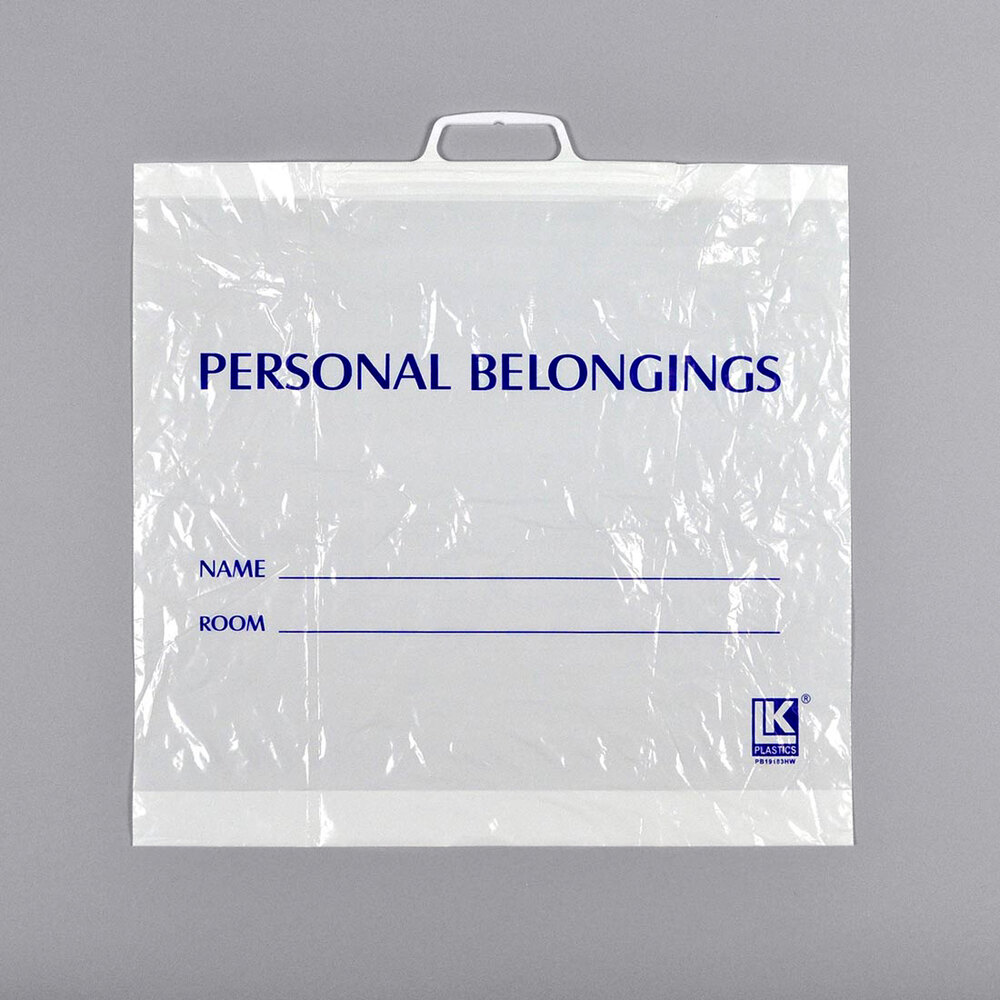 LK Packaging PB19183HW 19" x 3" x 18" Opaque White Personal Belongings Bag with Snap Handle - 200/Case