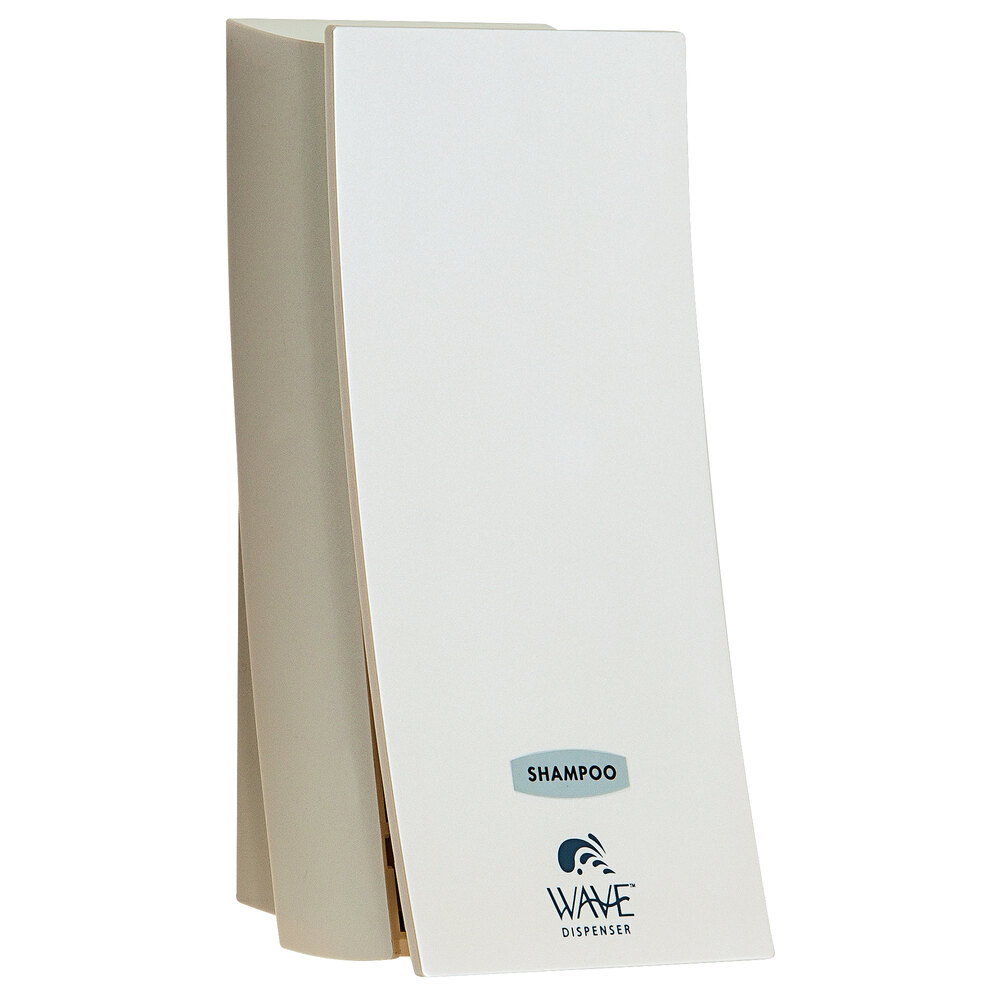 Dispenser Amenities 34155 Wave 16 oz. Pearl White Wall Mounted Locking Bulk Amenity Dispenser