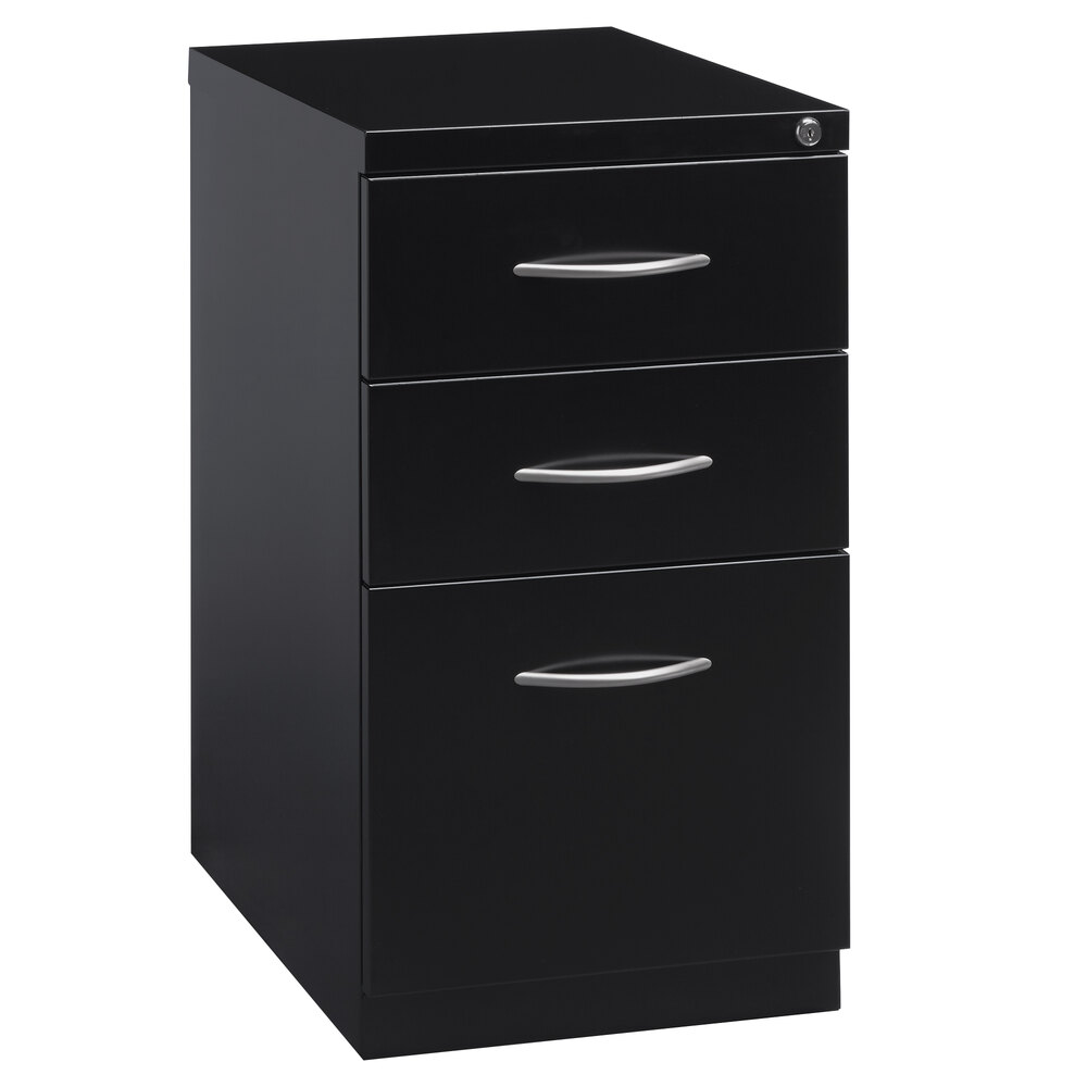 Hirsh Industries 21115 Black Mobile Pedestal Letter File Cabinet with 2 Box Drawers and 1 File Drawer - 15" x 23" x 34"