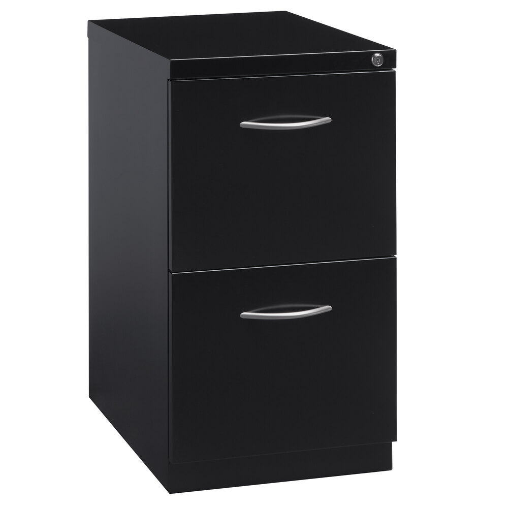 Hirsh Industries 21117 Black Mobile Pedestal Letter File Cabinet with 2 File Drawers - 15" x 23" x 34"