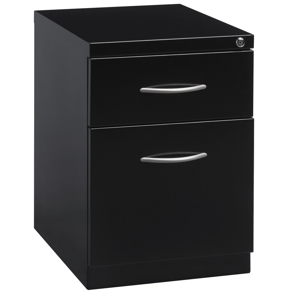 Hirsh Industries 21119 Black Mobile Pedestal Letter File Cabinet with 1 Box Drawer and 1 File Drawer - 15" x 20" x 28"