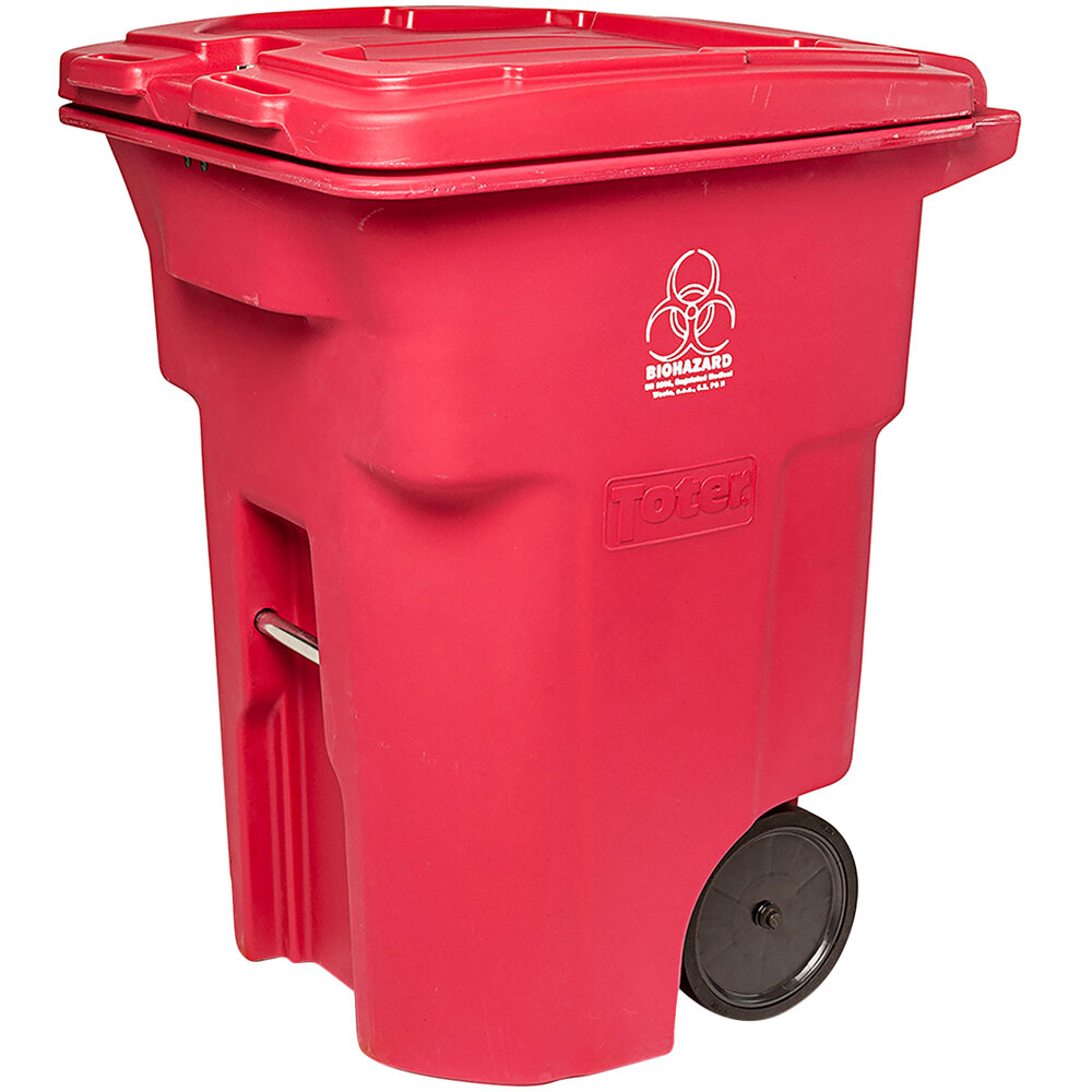 Toter RMN96-00RED Red 96 Gallon Rectangular Wheeled Medical Waste Cart