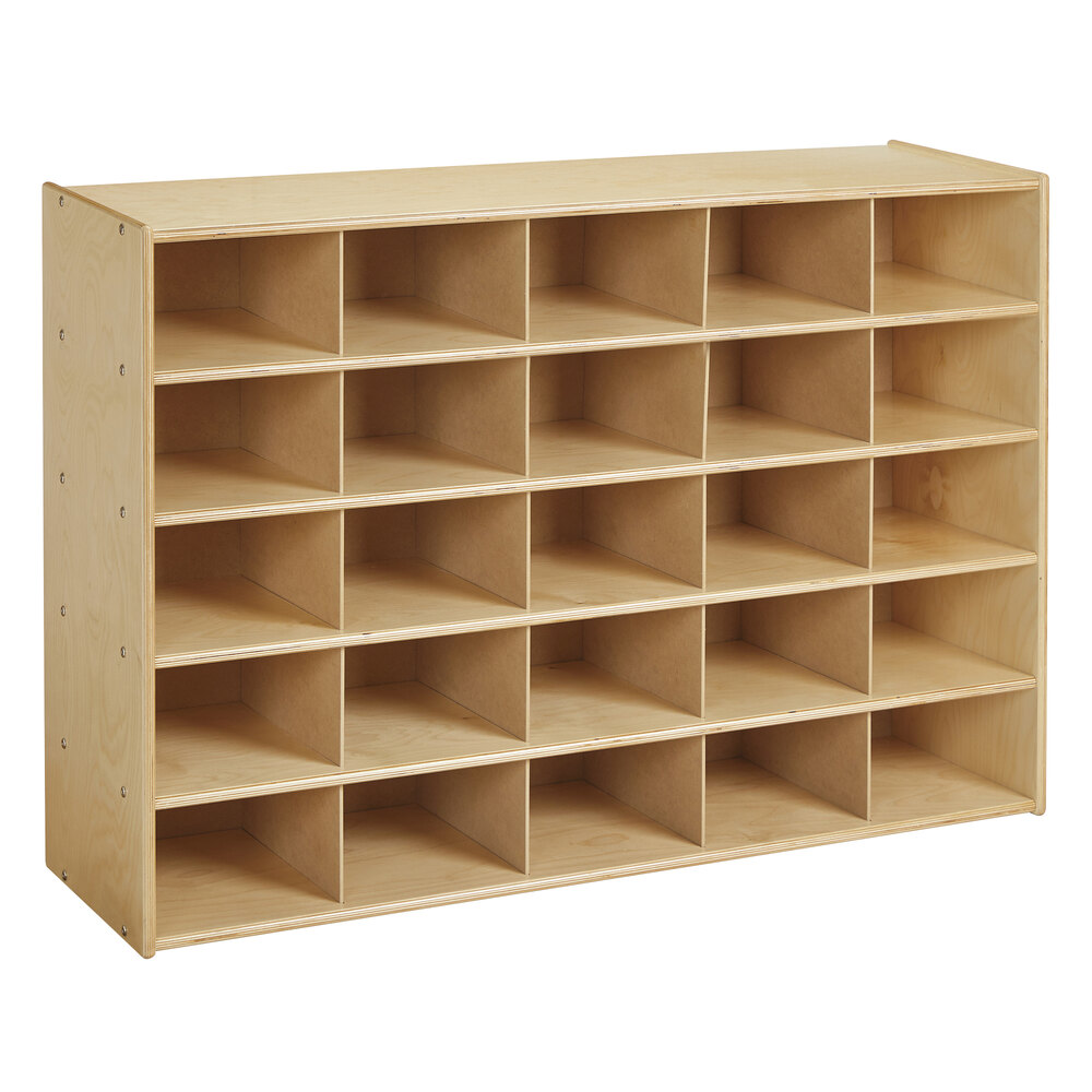 Young Time 7140YT 48" x 15" x 32 1/2" Natural 25-Cubbie Storage Unit