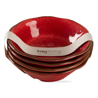 TAG Veranda Melamine Bowls, Red - Set of 4 (206409)