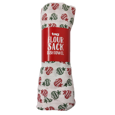 TAG Holiday Flour Sack Dishtowel, Ornaments (209050A)