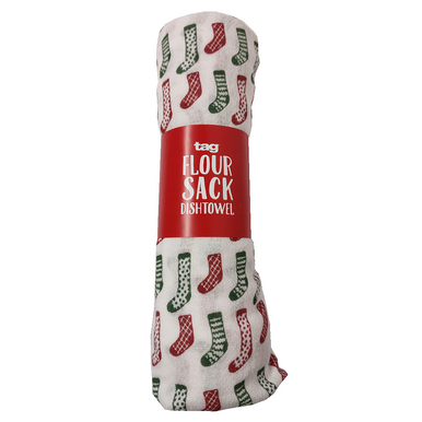 TAG Holiday Flour Sack Dishtowel, Stockings (209050E)