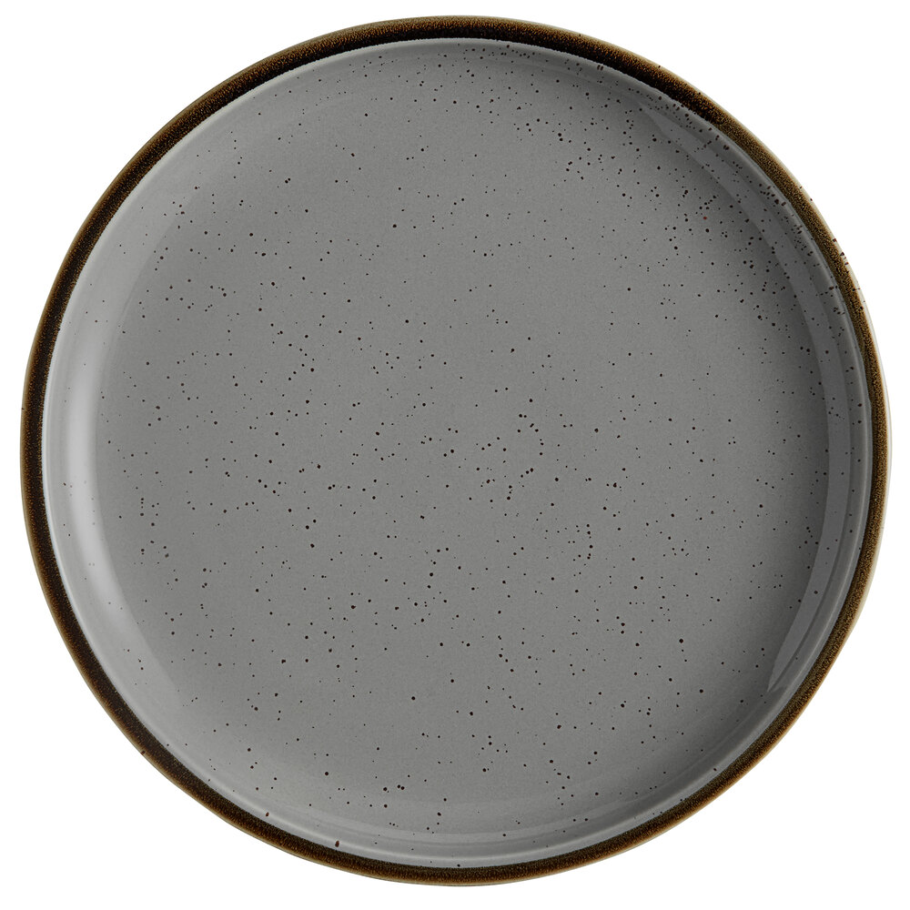 Acopa Keystone 10 1/2" Granite Gray Stoneware Coupe Plate - Sample