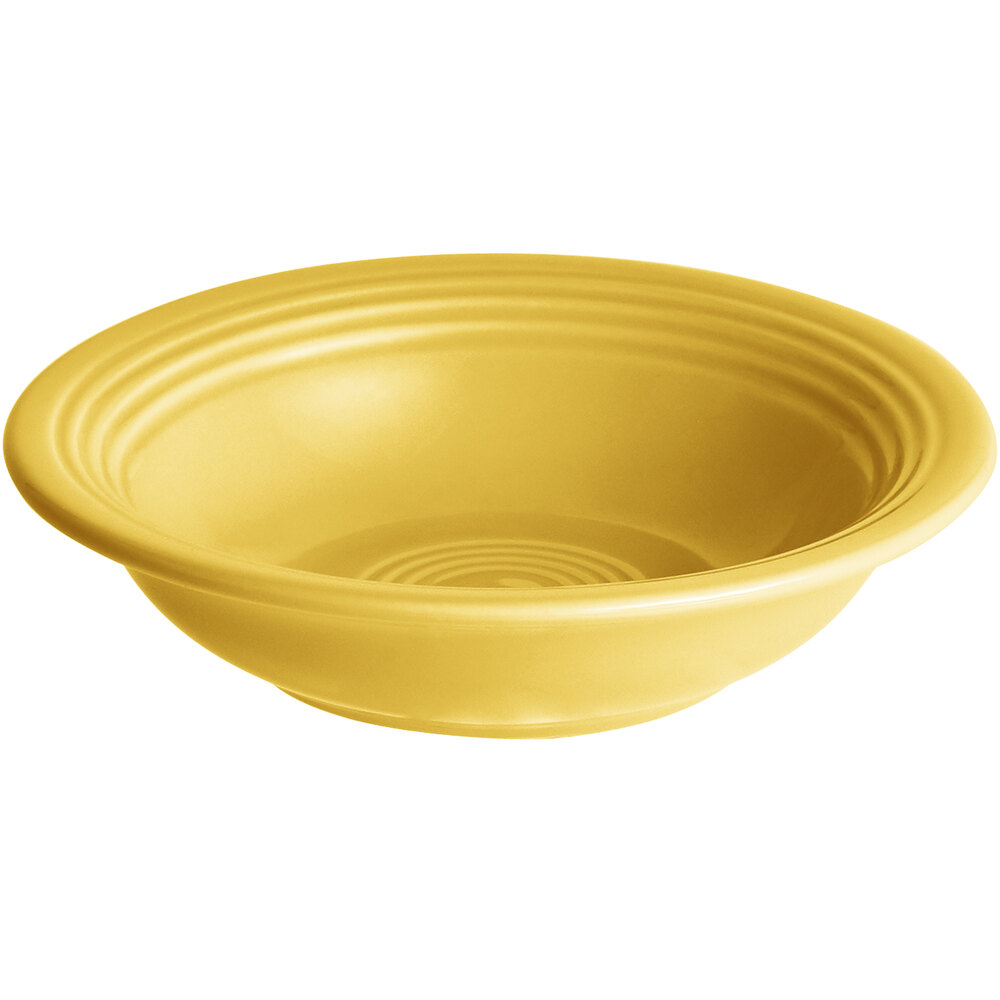 Acopa Capri 4.5 oz. Citrus Yellow Stoneware Fruit Bowl / Monkey Dish - Sample