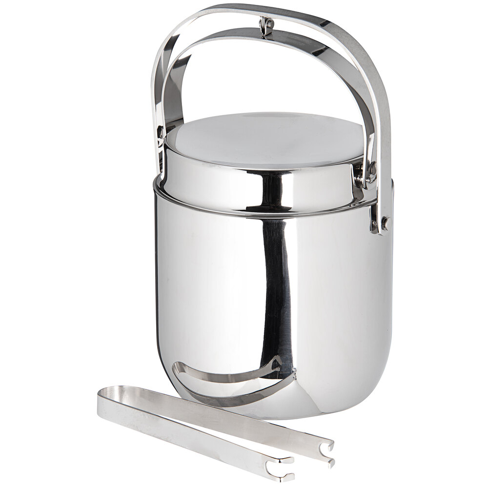 Carlisle 609190 1.5 Qt. Stainless Steel Double Wall Ice Bucket with Tongs