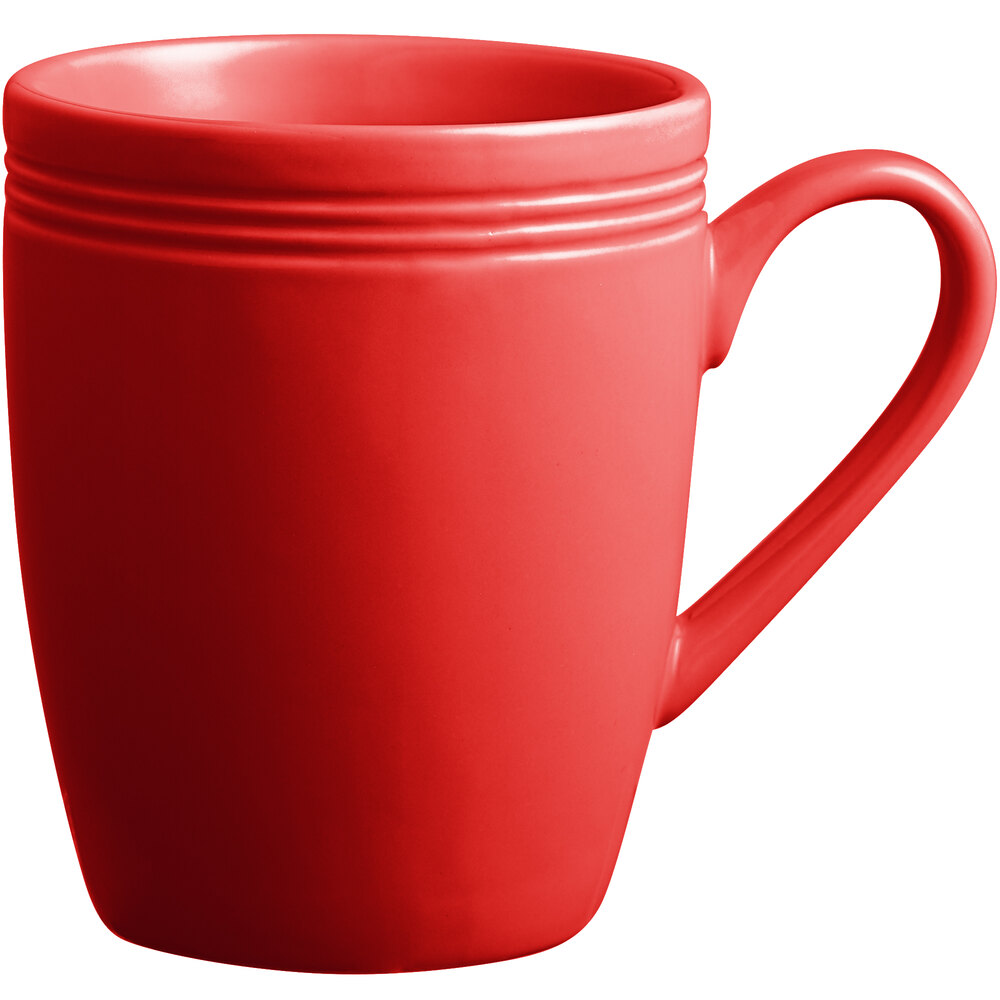 Acopa Capri 12 oz. Passion Fruit Red China Mug - Sample