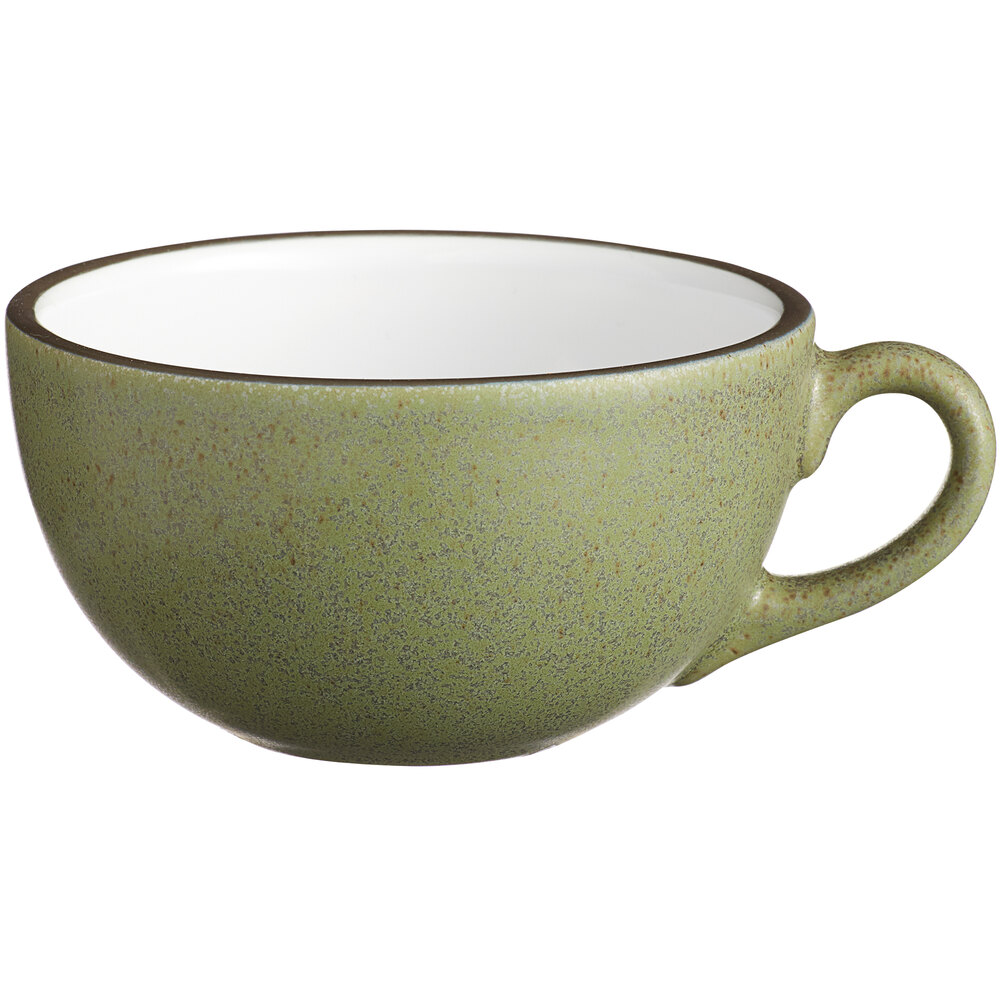 Acopa Embers 10 oz. Moss Green Matte Stoneware Cup - Sample