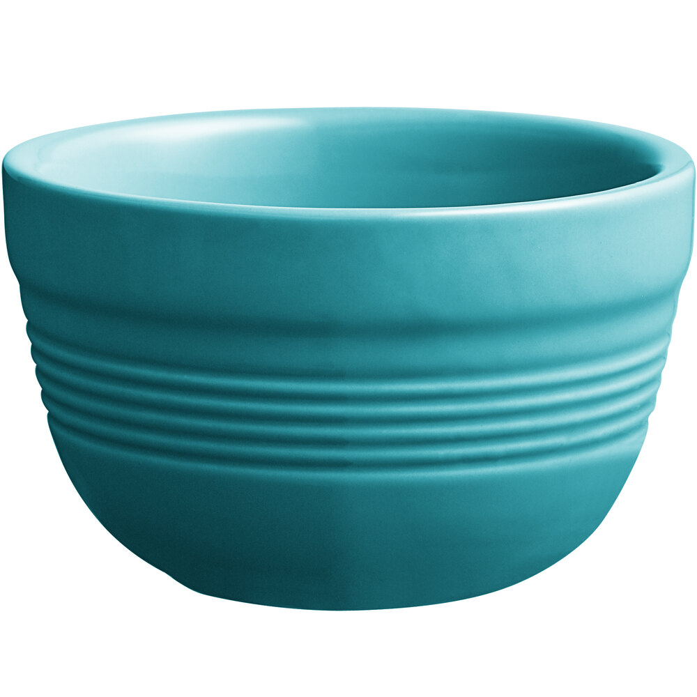 Acopa Capri 8 oz. Caribbean Turquoise Stoneware Bouillon - Sample