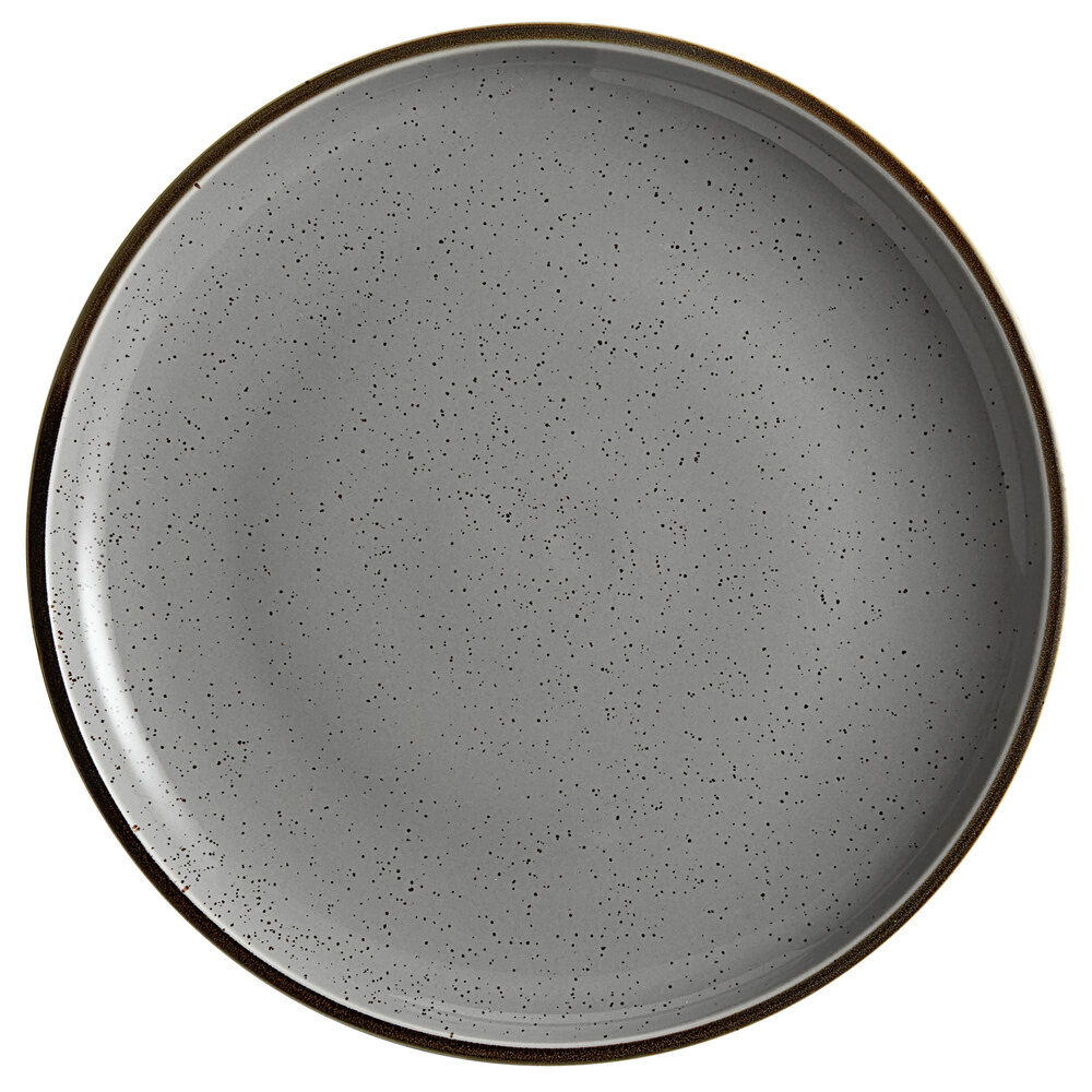 Acopa Keystone 12 1/2" Granite Gray Stoneware Coupe Plate - Sample